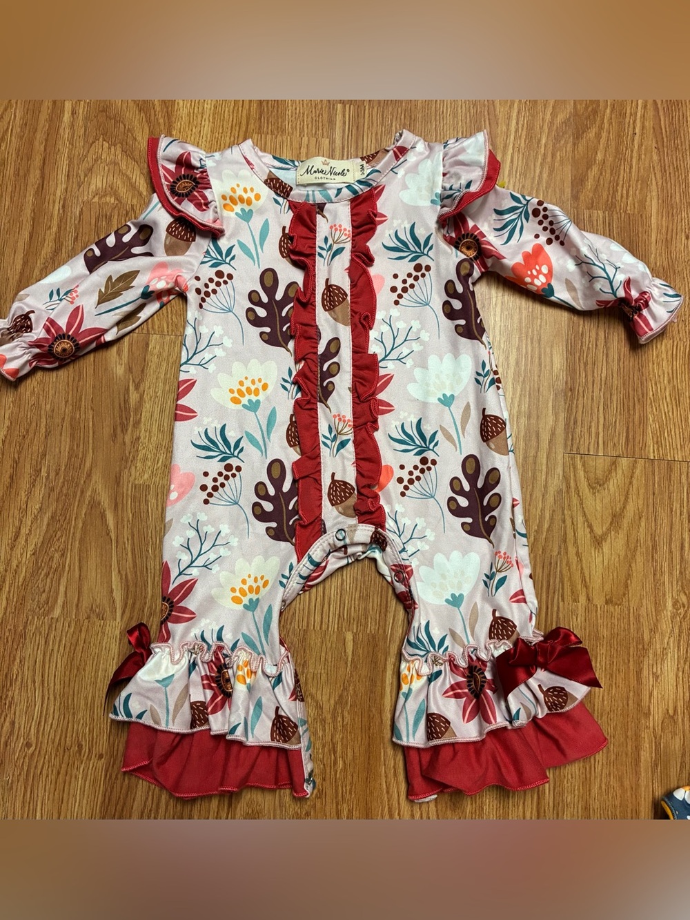 Marie Nicole Clothing Romper Lot (Set of 2) Bumblebee Floral Bell Bottom 0-3M